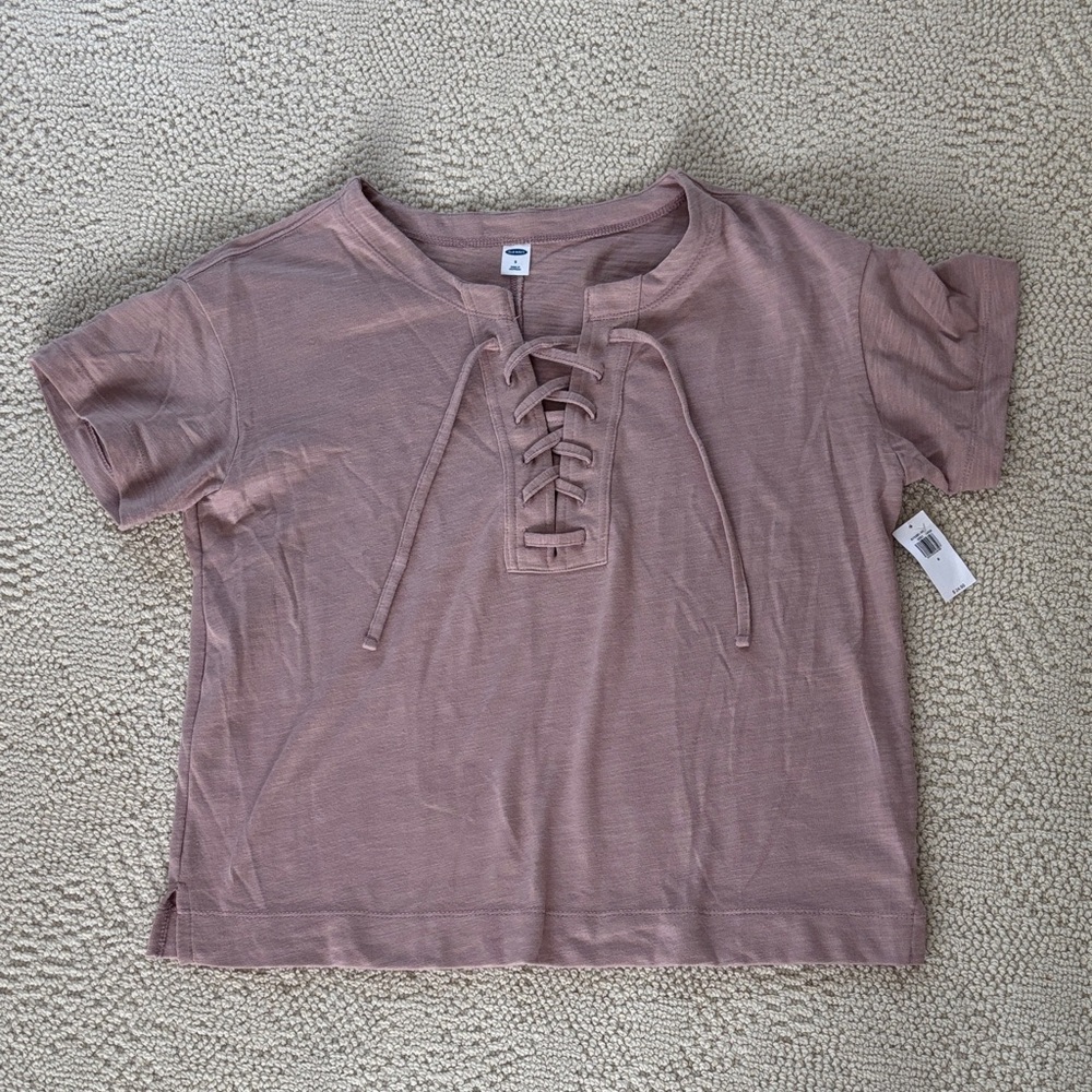 Old Navy Lace-Up Dusty Pink Tee